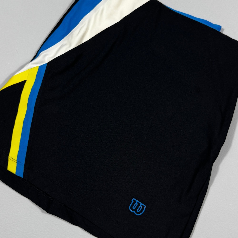 Wilson Womens XL Tennis Skort Black Blue Yellow Colorblock Athletic Skirt Pocket